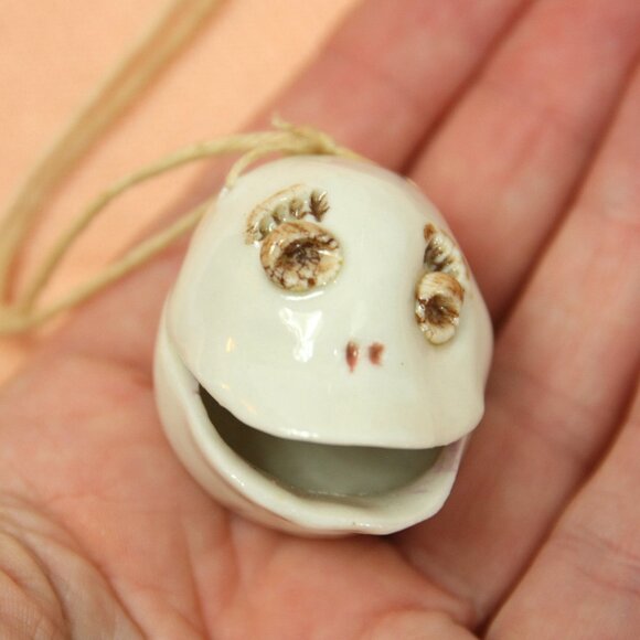 Handmade Ceramic Funny Face Head Chunky Statement Pendant Charm by The Muddler - Picture 3 of 7